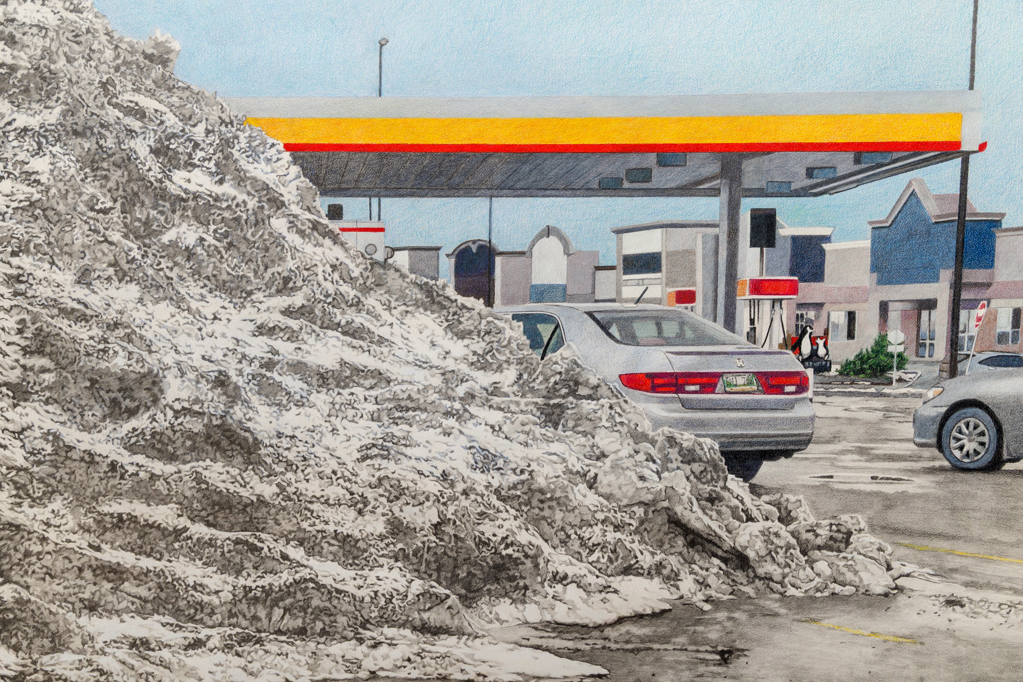 Dirty spring mountain in mall parking lot 3 Dirty spring mountain in mall parking lot